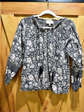 Cleobella Floral Blouse Blue & Pink Small